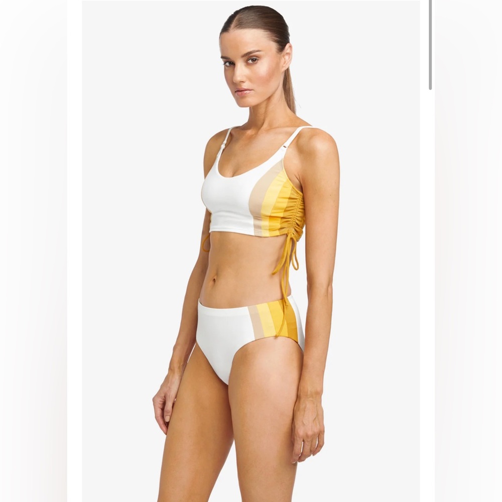 New Robin Piccone Charlie High Waist Bikini Bottom in Cotton Dandelion Size M